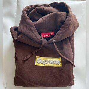 Supreme Bling Box Logo Brown Pullover Hoodie Men’s Size Small
